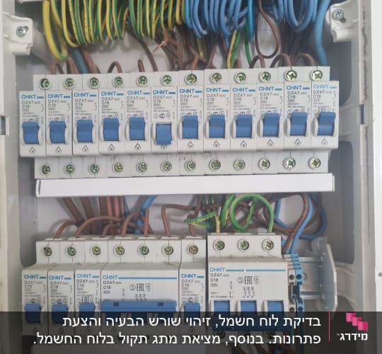 לוח חשמל עם חוטים ומפסקים